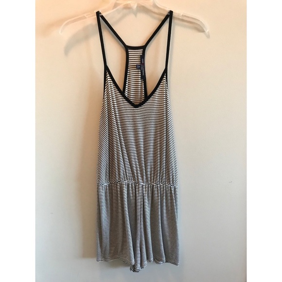 ONE CLOTHING BLK/WHITE STRIPED ROMPER - Picture 1 of 4